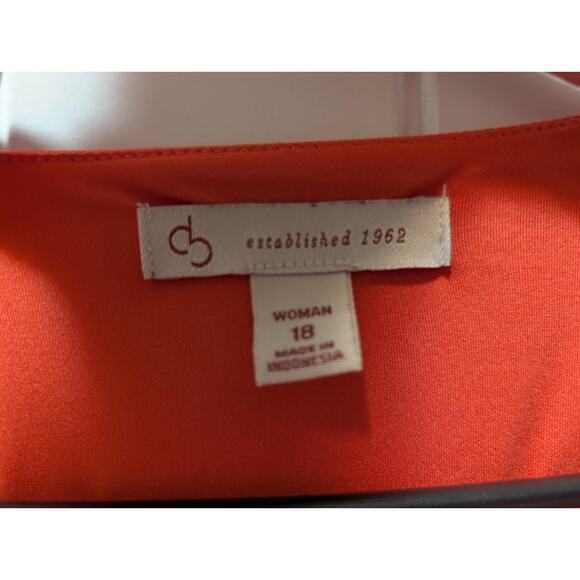 DB Established 1962 Womens Deep Coral Sleeveless Dress Plus Size 18 Cocktail - Picture 4 of 7